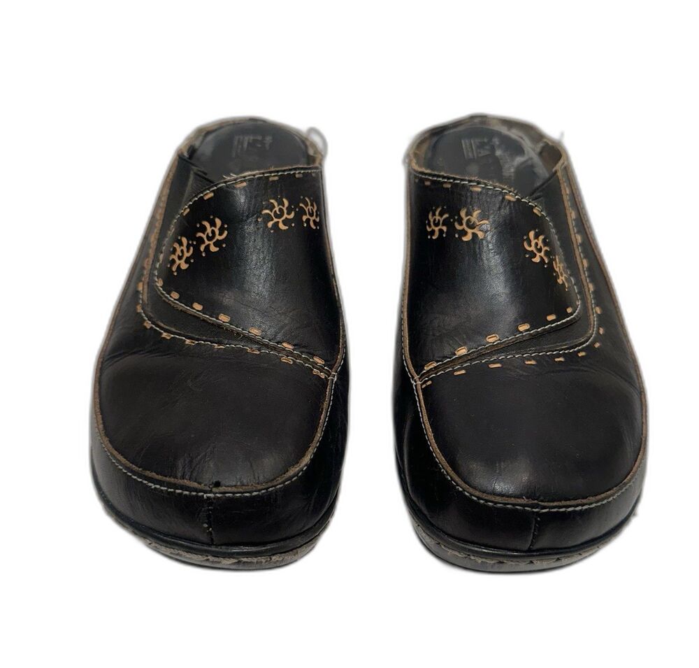 Spring Step L’Artiste CHINO Black Leather Mule Clogs EU 42 US 10.5-11